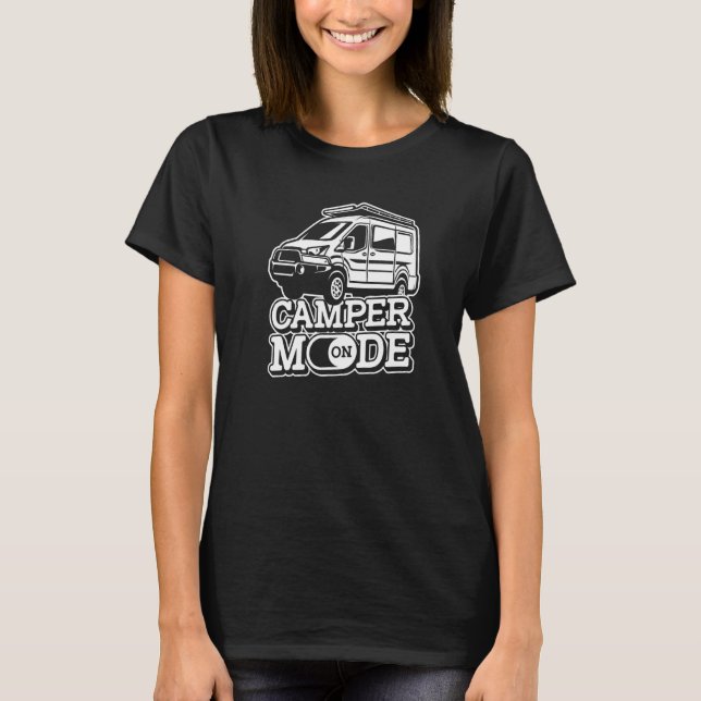 Camiseta Camper Mode On Van Viagem Vacer Road Traveler (Frente)