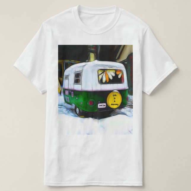 Camiseta Camper Retro Hippie Life É Uma Viagem Apenas Ir (Frente do Design)