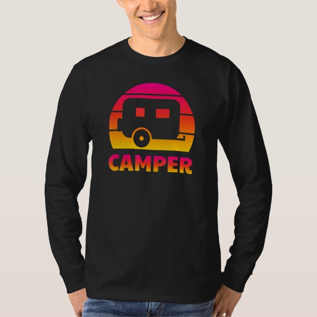 Camiseta Camper Retro Sun - Diversão de Viagem do Reboque d (Frente)