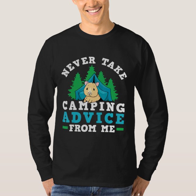 Camiseta Camper Tent Nunca Aceita Aconselhamento De Acampam (Frente)