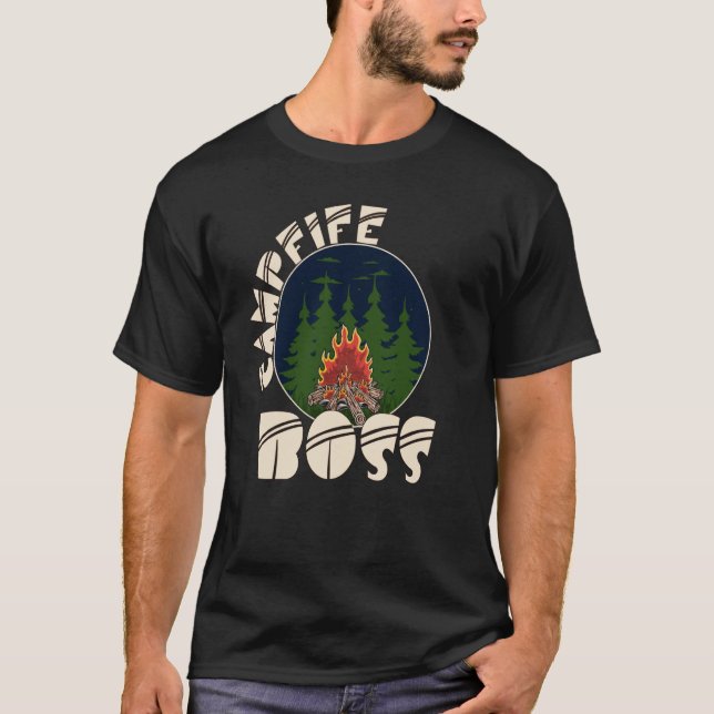 Camiseta Campfire Boss Camping Bonfire Outdoor (Frente)