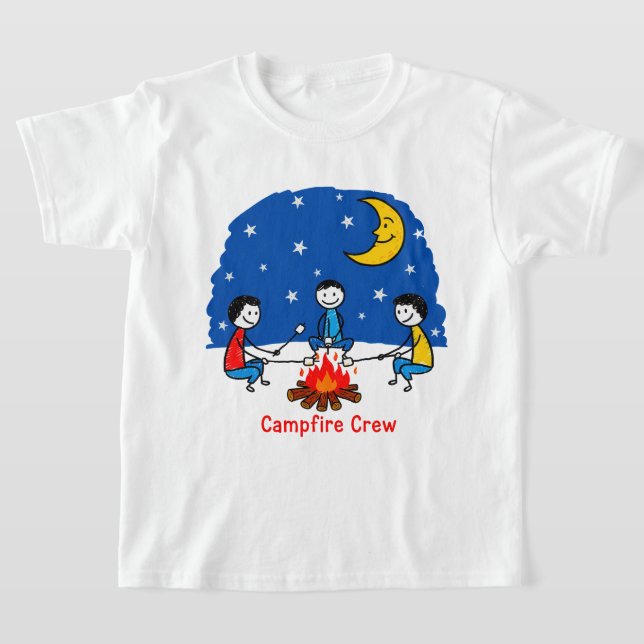 Camiseta Campfire Crew Kids Crayon Night Scene (Postura )