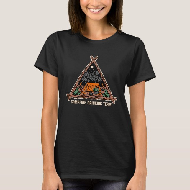 Camiseta Campfire Drinking Team Camping Beer Camper Drinker (Frente)