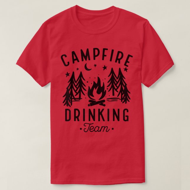 Camiseta Campfire Drinking Team Happy Camper Funny Camping  (Frente do Design)