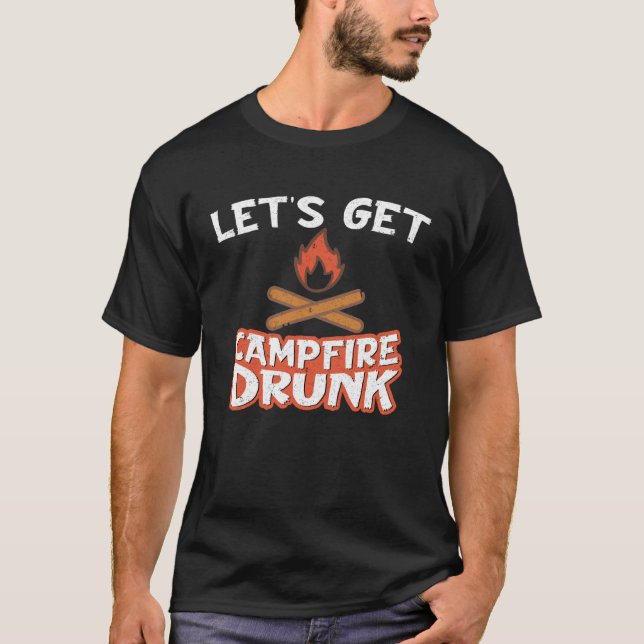 Camiseta Campfire Drunk Beach Camping Drinking  Humour (Frente)