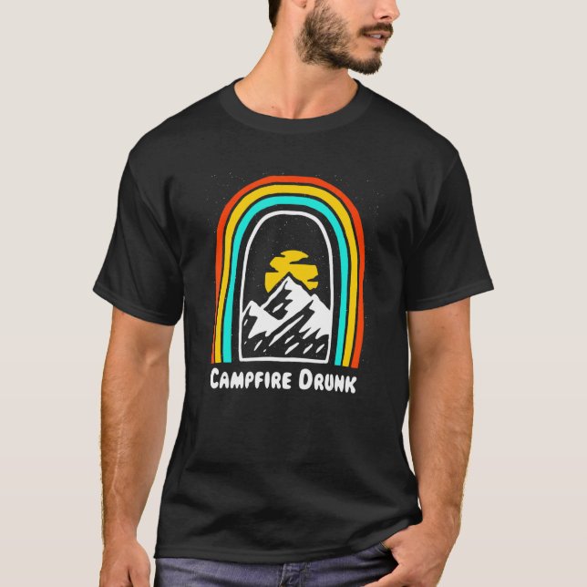 Camiseta Campfire Drunk Camping Beer  Camper Drinker Drinki (Frente)