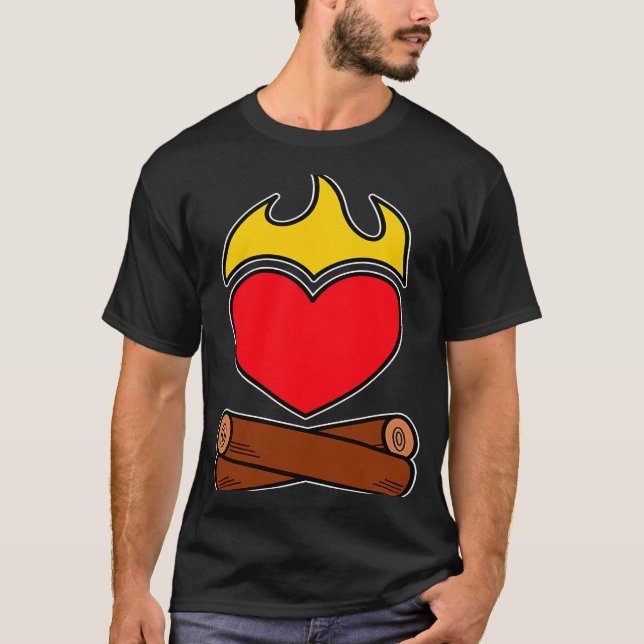 Camiseta Campfire Heart Love Flames Camper Outdoor Family (Frente)