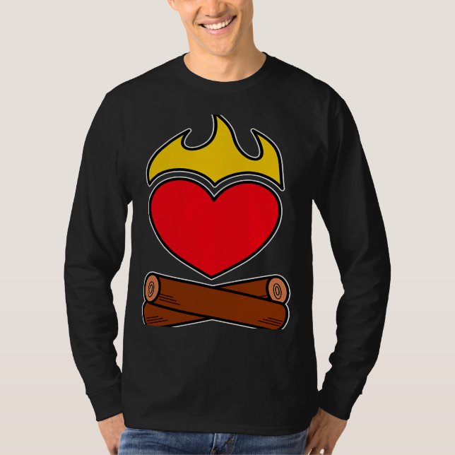 Camiseta Campfire Heart Love Flames Camper Outdoor Family (Frente)