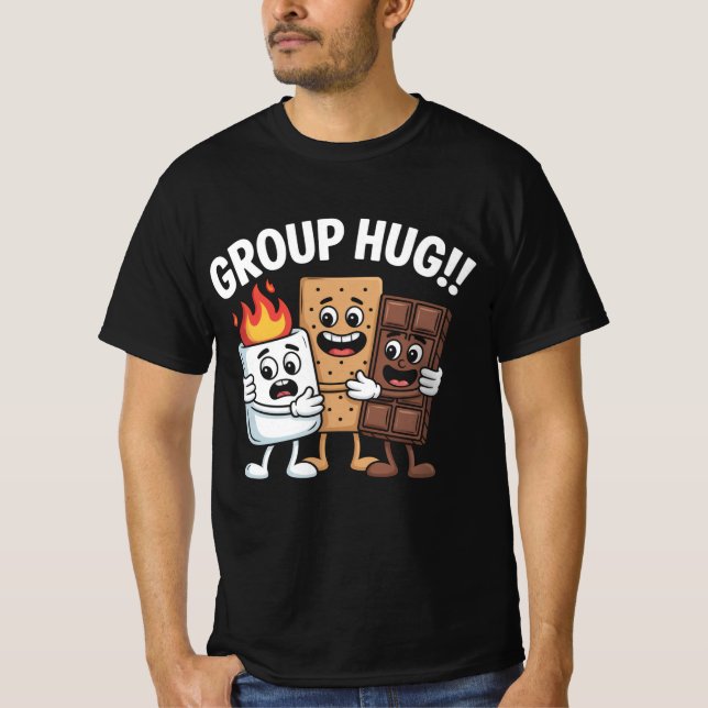 Camiseta Campfire S’mores Vibes Funny Group Hug Camping Tee (Frente)
