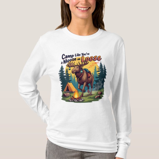 Camiseta Camping Animal Funny T-shirt (Frente)