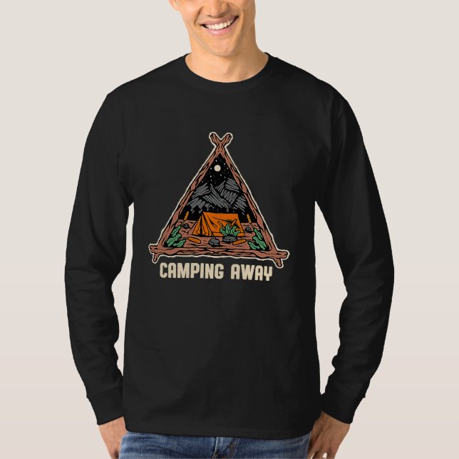 Camiseta Camping Away Summer Camper Tropical Camp Trip Hiki (Frente)