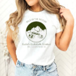 Camiseta Camping Bachelorette Personalizado T-Shirt<br><div class="desc">Esta é uma camisa de festa de solteira "selvagem na floresta" totalmente editável. Edite TODOS os textos, fontes e todas as cores. Para acessar todas as ferramentas de design, selecione "editar usando a ferramenta design". Se tiver alguma pergunta para mim, por favor, contacte-me a qualquer momento através da mensagem Zazzle...</div>