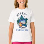 Camiseta Camping Birthday shirt Sister of the Birthday Boy<br><div class="desc">Comemore o primeiro aniversário do bebê com esta camiseta especial,  design especial e personalizada</div>