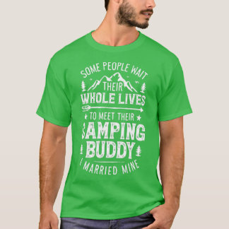 Camiseta Camping Buddy Married Mine T Men Husband Wife Cam