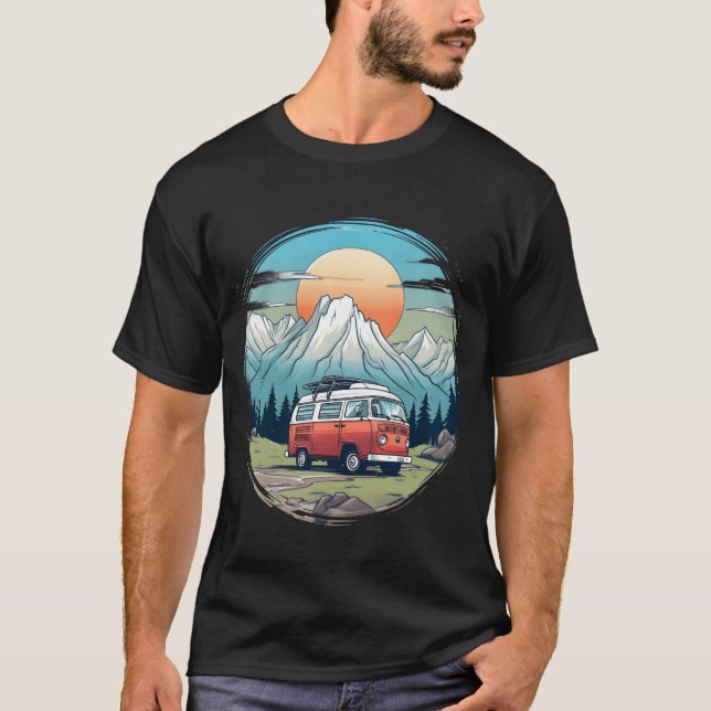 Camiseta Camping camper mountains nature sunrise gift gift (Frente)