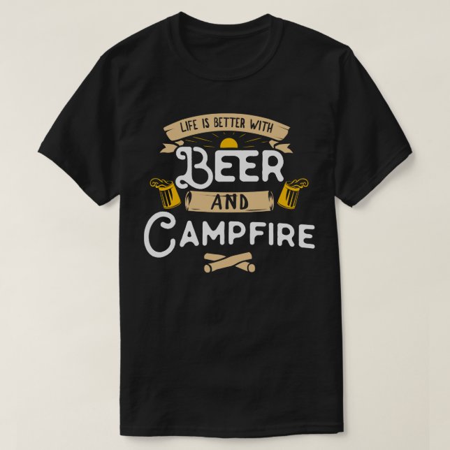 Camiseta Camping Campfire Beer (Frente do Design)