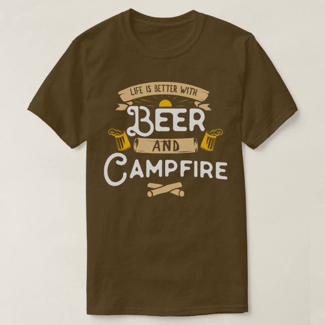 Camiseta Camping Campfire Beer (Frente do Design)