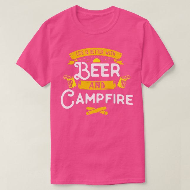 Camiseta Camping Campfire e Beer 2 (Frente do Design)
