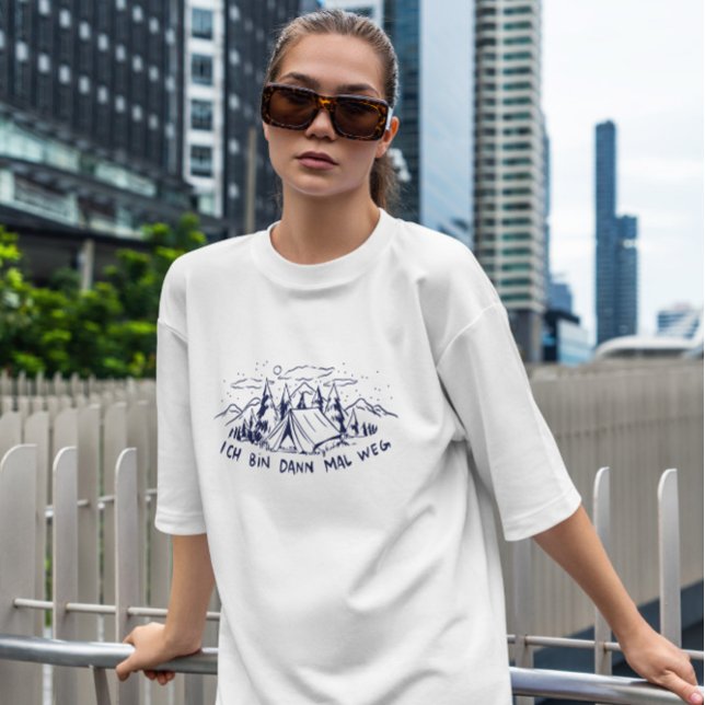 Camiseta Camping Caravan - Texto alemão (Criador carregado)