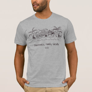 Camiseta Camping de praia de desenho de portas de férias d