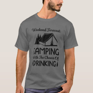 Camiseta Camping de Previsão de Fim de Semana com Oportuni