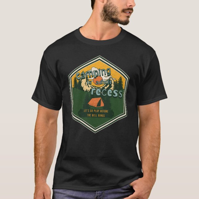 Camiseta Camping é Adulto Recess, Vamos Go Play (Frente)
