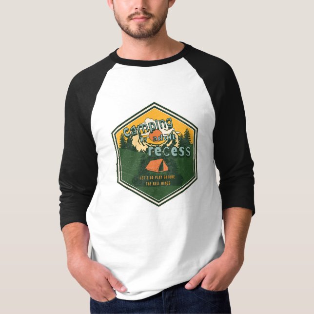 Camiseta Camping é Adulto Recess, Vamos Go Play (Frente)