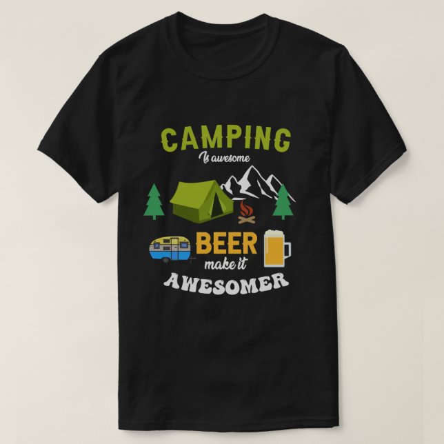 Camiseta Camping É Incrível, Cerveja Faz Isso Incrível (Frente do Design)