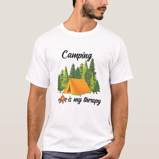 Camiseta Camping é minha terapia vibrante T-Shirt de verão (Frente)