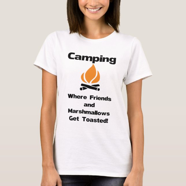 Camiseta Camping engraçado dizendo com marshmallows e amigo (Frente)