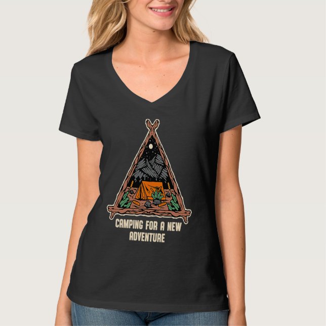 Camiseta Camping for a New Adventure Camper Vacation Camp T (Frente)