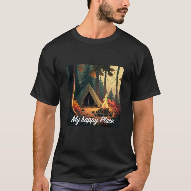 Camiseta Camping in the woods with nature is my happy place (Frente)