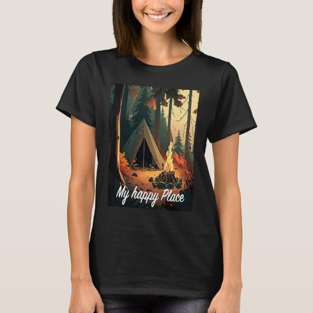 Camiseta Camping in the woods with nature is my happy place (Frente)