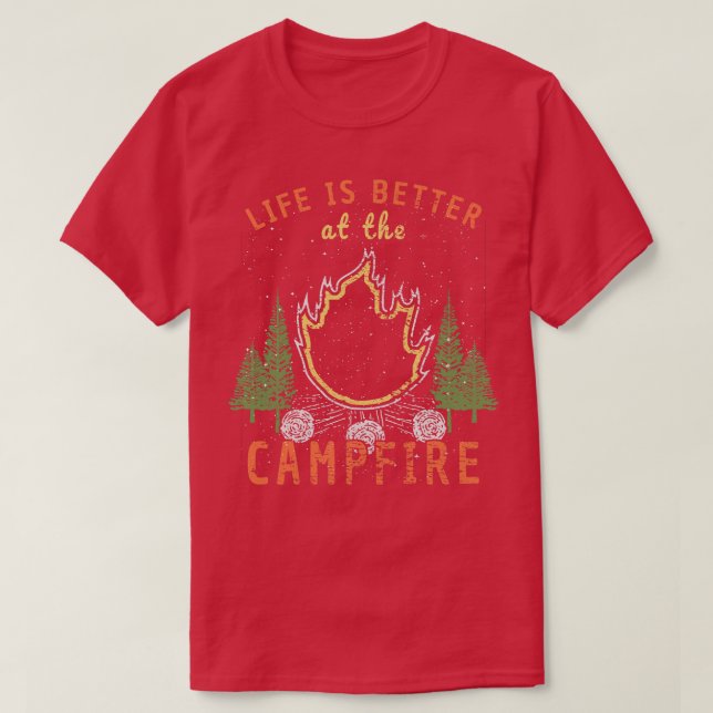 Camiseta Camping Life É Melhor Pelo Campfire 1 (Frente do Design)