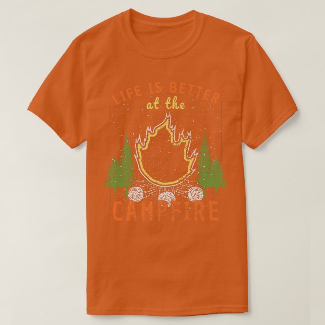 Camiseta Camping Life É Melhor Pelo Campfire 9 (Frente do Design)