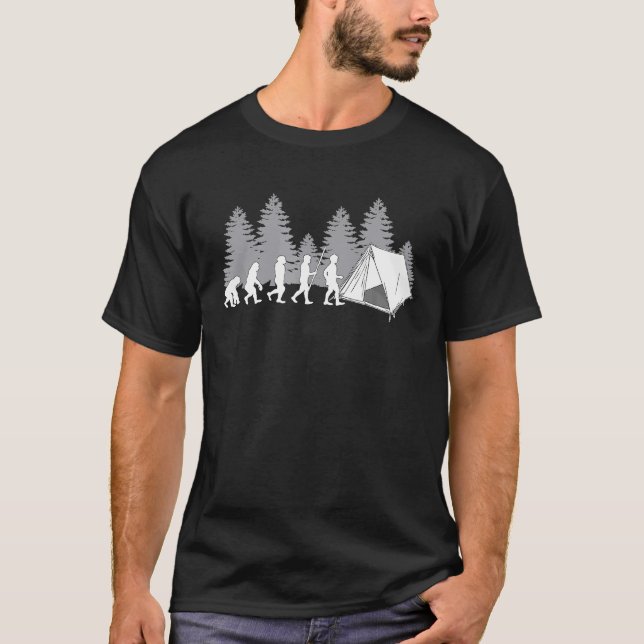 Camiseta Camping Life Evolution Engraçada Estrada De Férias (Frente)