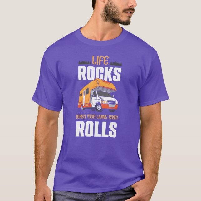 Camiseta Camping Life Rocks RV Camper Motorhome RV Camping  (Frente)