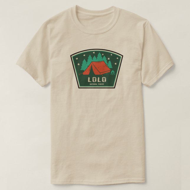 Camiseta Camping Lolo National Forest Montana (Frente do Design)