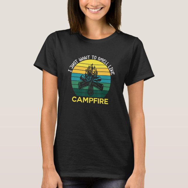 Camiseta Camping Mountain Quer Cheirar Como Campfire Wild (Frente)