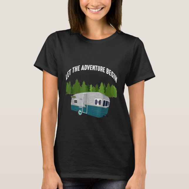 Camiseta Camping Que A Aventura Comece Com Viagem (Frente)