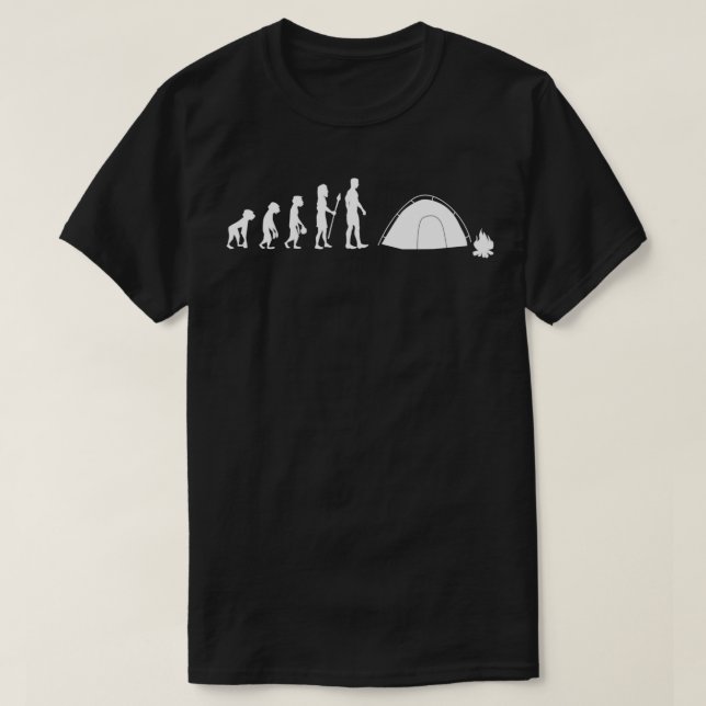 Camiseta Camping retro-evolução engraçada da novidade human (Frente do Design)
