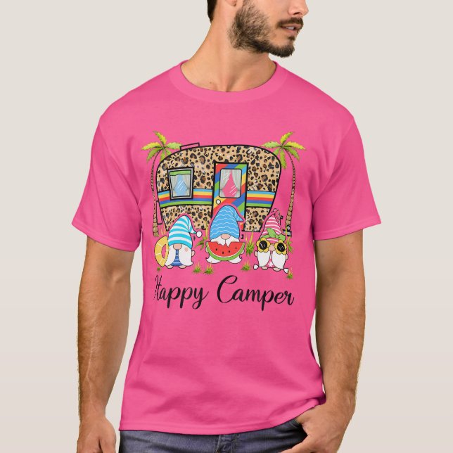 Camiseta Camping Rv Gnomo Camper Happy Summer Campi (Frente)