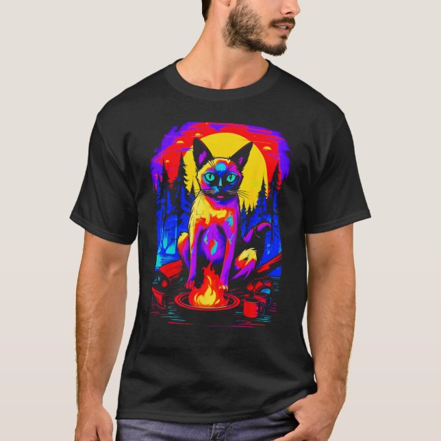 Camiseta Camping Siamese Cat (Frente)