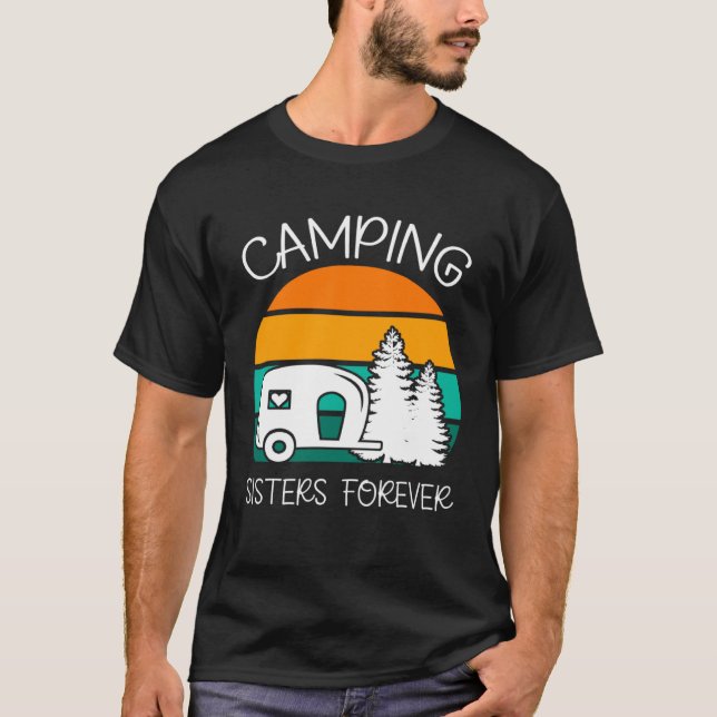 Camiseta Camping Sisters Forever RV Camper With a Heart (Frente)