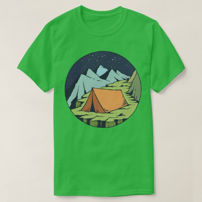 Camiseta Camping Tent Night (Frente do Design)