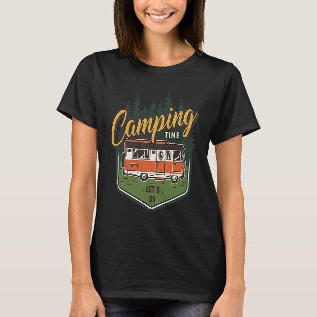 Camiseta Camping Time Let's Go Forest Green Car Summer (Frente)