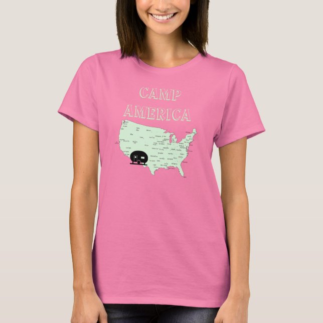 Camiseta Camping USA Map RVing Camp America T-Shirt (Frente)