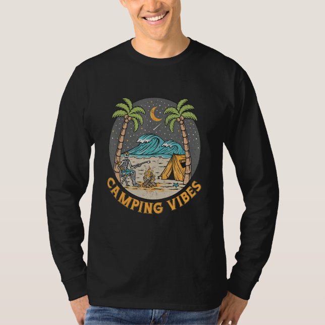 Camiseta Camping Vibes  Happy Camper  Outdoors  Adventure (Frente)