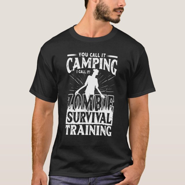 Camiseta Camping Zombie Survival Training Nature Adventure  (Frente)