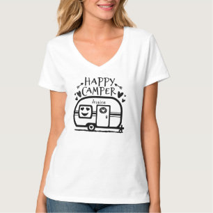 Camiseta Campista feliz de acampamento rústico feito sob
